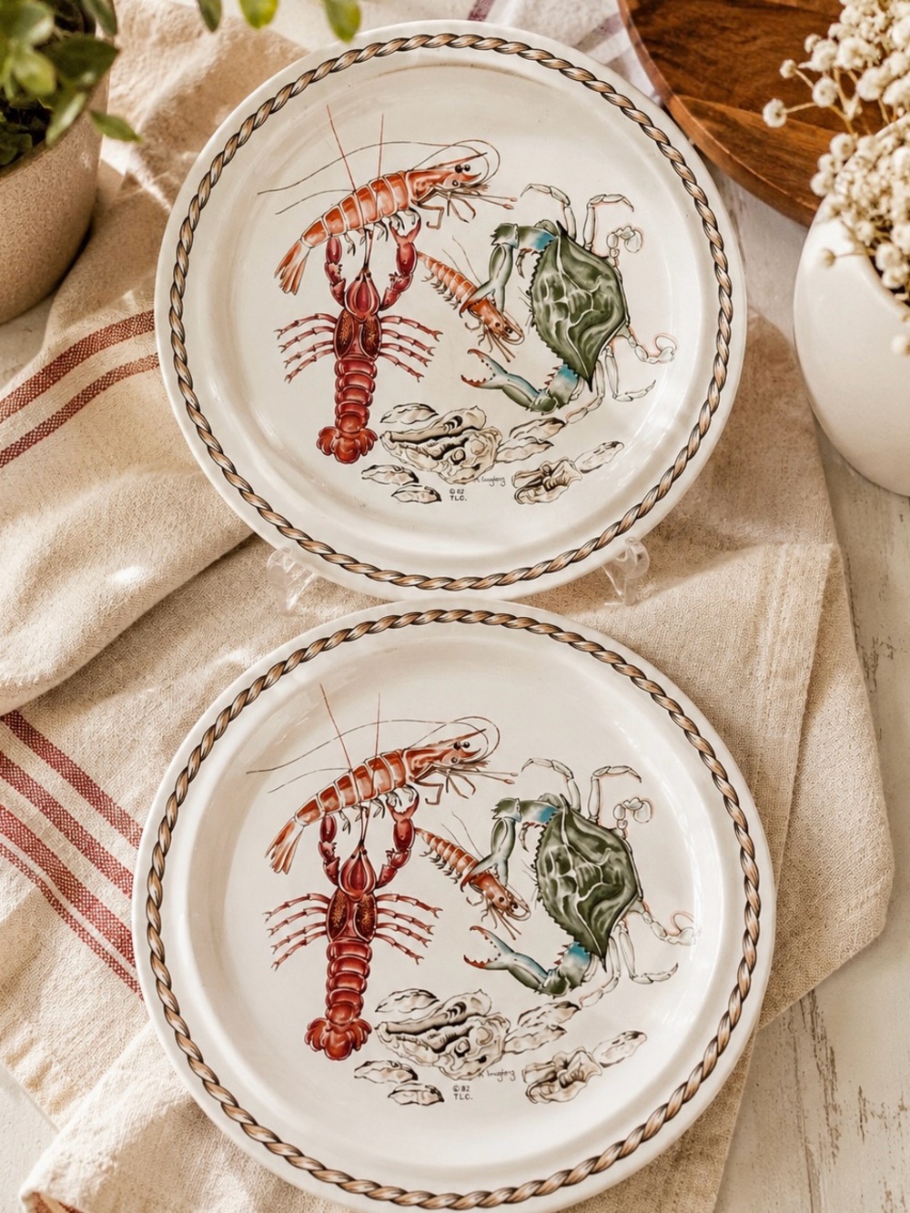 Vintage 1982 Ljungberg Coquillage Salad Plates Set of 2 from New Orleans